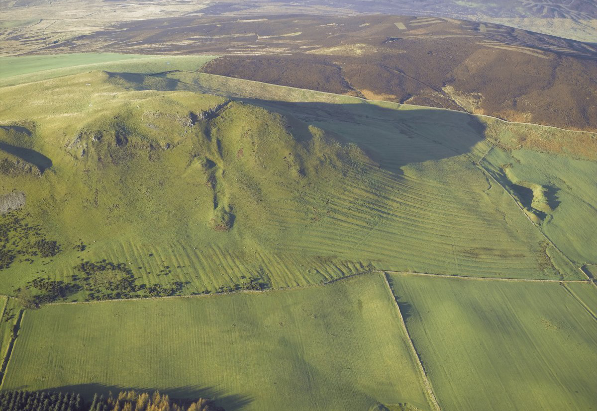 Cultivation terraces on the slopes of Dunsyre Hill, showing earthwork steps cut into the hillside